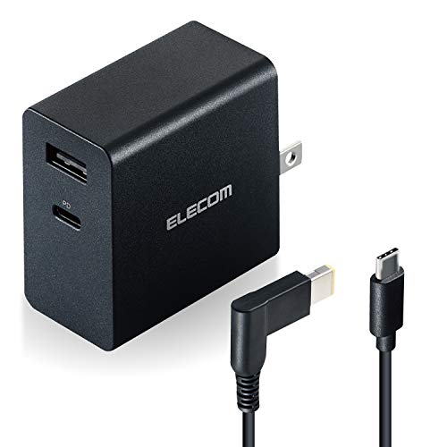 エレコム ノートPC用ACアダプター PD対応 52.5W Type-C1ポート USB-Aメス1ポート GaN(窒化ガリウム) C-角型コネク