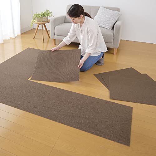 【日本製 撥水 消臭 洗える】サンコー ずれない ジョイントマット キッチンマット リビング 45&times;60cm ブラウン 12枚 カーペットタイプ｜Ciel de neige