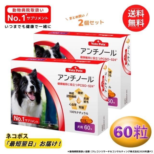 22春夏新色 アンチノール 犬用 60粒 健康 関節 腎臓 心血管 認知症 サプリメントモエギイガイ Pcso 524 ナチュラルサプリ カプセル タブレット Fucoa Cl