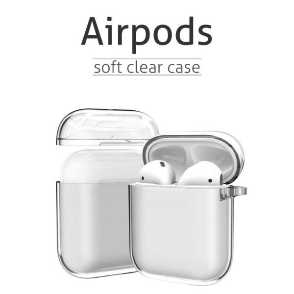 Airpods ソフトクリアケース Apple アップル カバー 透明 保護 充電ケース カラビナ イヤホン エアーポッズ 無料