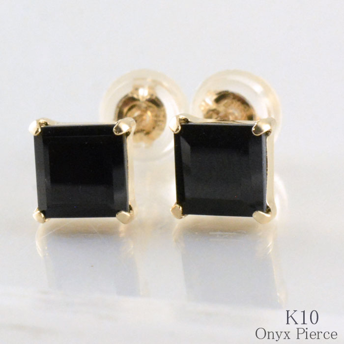 楽天市場】オニキス トライアングル ゴールド ピアス 2P 両耳用 K10