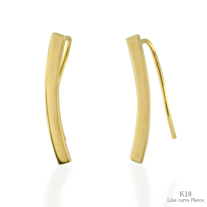 【10%OFFクーポン配布中】 k18 ピアス イエローゴールド ゴールド 18k フックピアス カーブライン ウエーブ 地金 スティックバー レディース 楽ギフ【包装】 母の日 誕生日 40,950円