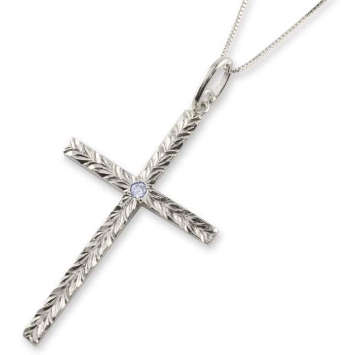 【ポイント10倍】 k18 ネックレス ハワイアンジュエリー クロス ゴールド 18k 18金 ホワイトゴールド マイレ タンザナイト ハワイアン 彫金 ペンダント 天然石 誕生石 十字架 葉 母の日 誕生日