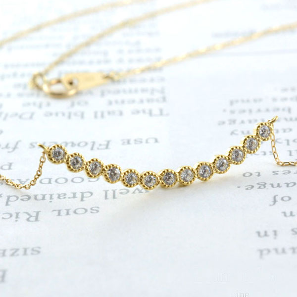 【10%OFFクーポン配布中】 k18 ネックレス ダイヤモンド レディース ペンダント イエローゴールド ダイヤ 18k 18金 pendant 0.20ct 華奢 シンプル 記念 誕生日 ライン スキンジュエリー ミルウチ アンティーク 母の日 誕生日