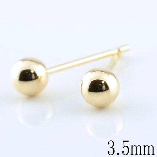 18金 ピアス スタッドピアス 丸玉ピアス 地金 ボールピアス ゴールド K18 18K イエローゴールド レディース メンズ 丸玉 3.5mm ネコポス配送 メール便 クリスマス Xmas 母の日 誕生日