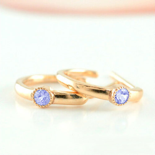 【10%OFFクーポン配布中】 k18 ピアス アメジスト レディース ゴールド フープピアス ピンクゴールド 18k 18金 Gフープ フープ スタッドピアス ラウンド 天然石 誕生石 母の日 誕生日