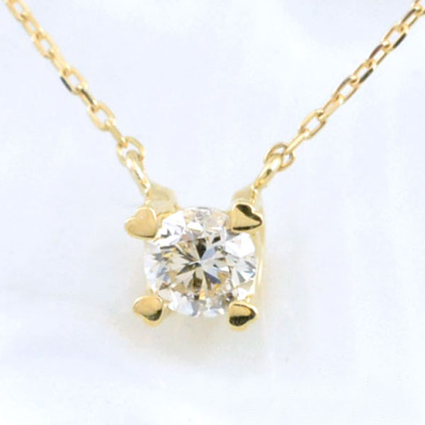 18金 K18ゴールド 一粒 ダイヤ ダイヤモンドネックレス 0.10ct イエローゴールド かわいい ハート 18k ペンダント スキンジュエリー レディース｜シエロブルー 43,200円
