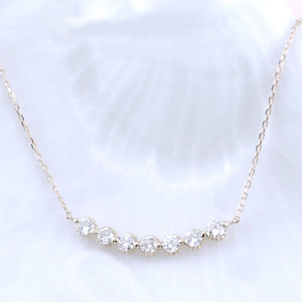 【10%OFFクーポン配布中】 18金 ネックレス ダイヤモンド レディース ペンダント ホワイトゴールド ダイヤ 18k pendant 0.3ct 華奢 シンプル 記念 セブンストーン 誕生日 ライン スキンジュエリー 母の日 誕生日