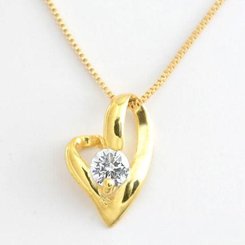 k18 ネックレス ダイヤモンド 一粒 ハート ペンダント 18k 18金 イエローゴールド 0.1ct オープンハート ダイヤモンドペンダント 華奢 シンプル プレゼントに 1粒|シエロブルー