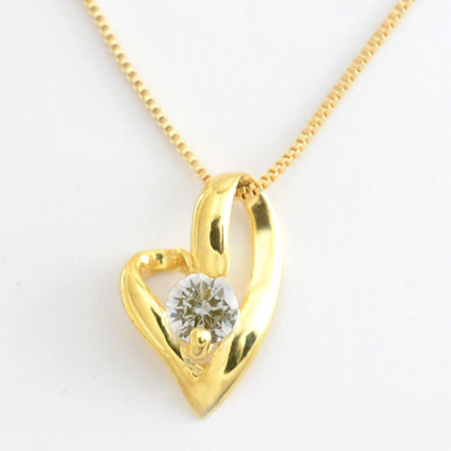 k18 ネックレス ダイヤモンド 一粒 ハート ペンダント 18k 18金 イエローゴールド 0.1ct オープンハート ブラウンダイヤモンドペンダント 華奢 シンプル プレゼントに 1粒|シエロブルー