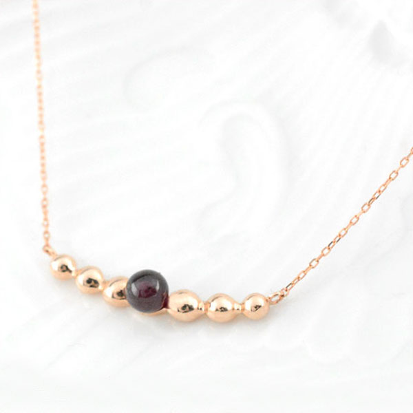 【10%OFFクーポン配布中】 k10 ネックレス ガーネット レディース ラインネックレス ペンダント ピンクゴールドk10 10k 10金 pendant シンプル 丸玉 記念 誕生日 天然石 ライン スキンジュエリー 1月誕生石 母の日 誕生日