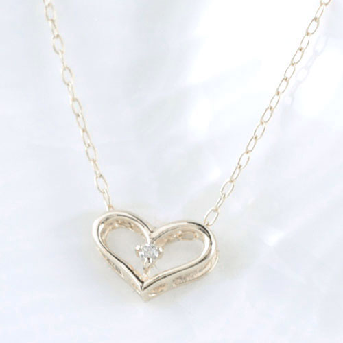【10%OFFクーポン配布中】 k10 ネックレス ダイヤモンド レディース 0.01ct ゴールド 華奢 ハートネックレス ホワイトゴールドk10 ジュエリー 一粒ハート 母の日 誕生日
