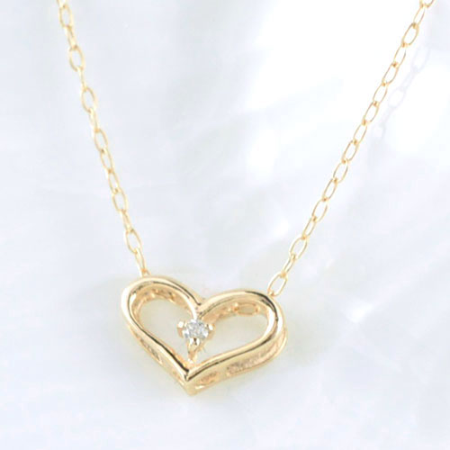 【10%OFFクーポン配布中】 k10 ネックレス ダイヤモンド レディース 0.01ct ゴールド 華奢 ハートネックレス イエローゴールドk10 ジュエリー 一粒ハート 母の日 誕生日