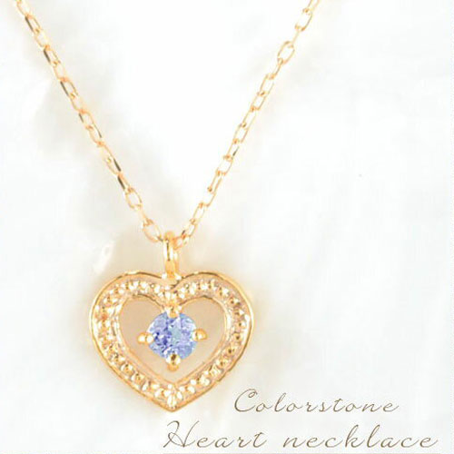【ポイント10倍】 k18 ネックレス タンザナイト ハート ペンダント 18k 18金 ピンクゴールド 天然石 華奢 シンプル レディース プチ ミルウチ 12月誕生石 プレゼントに 母の日 誕生日