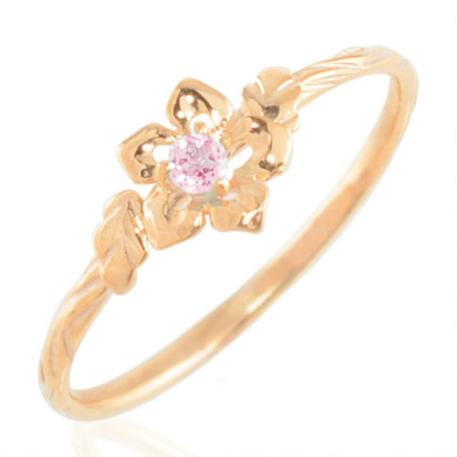 k18 リング ピンクサファイア フラワーモチーフ ピンクゴールド カラーストーン 18k 9月誕生石 レディース ジュエリー ハワイアン 指輪 18金 ピンキーリング 華奢 一粒 天然石｜シエロブルー 34,450円