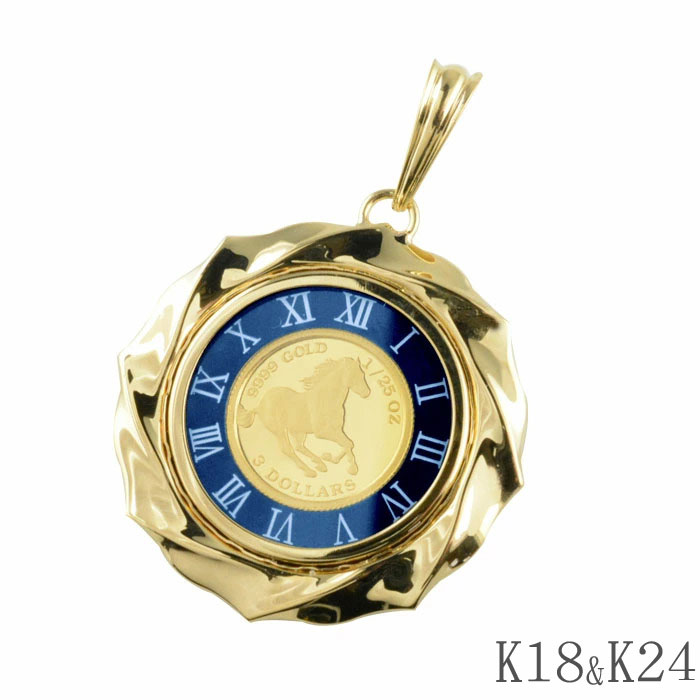 金貨 1/25 馬デザイン ネックレス K24ホース金貨 枠SV925 j1-k24horse-b12.jpg