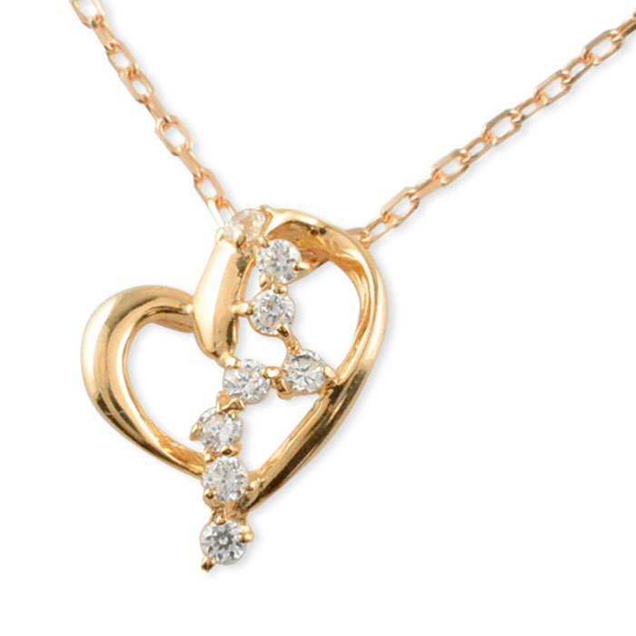 k18 ネックレス ダイヤモンド ハート レディース ピンクゴールド ハートモチーフ ペンダント ゴールド ダイヤ 18k 18金 華奢 記念 誕生日 母の日 誕生日
