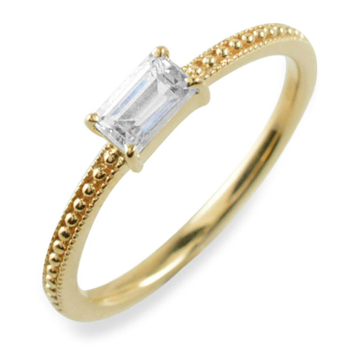 k18 リング バケットカット ブルームーン 指輪 18金 ゴールド ピンキーリング イエローゴールド クラシカル 18k 華奢 レディース アンティーク 6月 誕生石 天然石 カラー かわいい おすすめ 重ねづけ｜シエロブルー