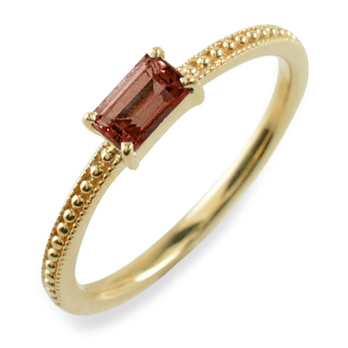 k18 リング バケットカット ガーネット 指輪 18金 ゴールド ピンキーリング イエローゴールド クラシカル 18k 華奢 レディース アンティーク 1月 誕生石 天然石 カラー かわいい おすすめ 重ねづけ|シエロブルー