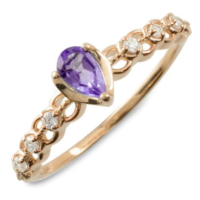 楽天市場】ハート アメジスト ダイヤモンド リング 指輪 K10