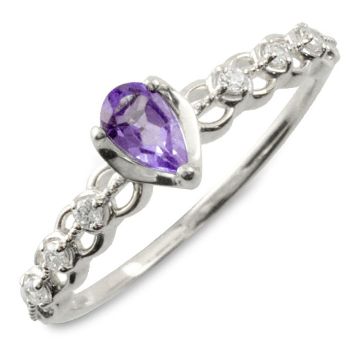 天然石リング/10号/アメシスト 楽天市場】ハート アメジスト ダイヤモンド リング 指輪 K10
