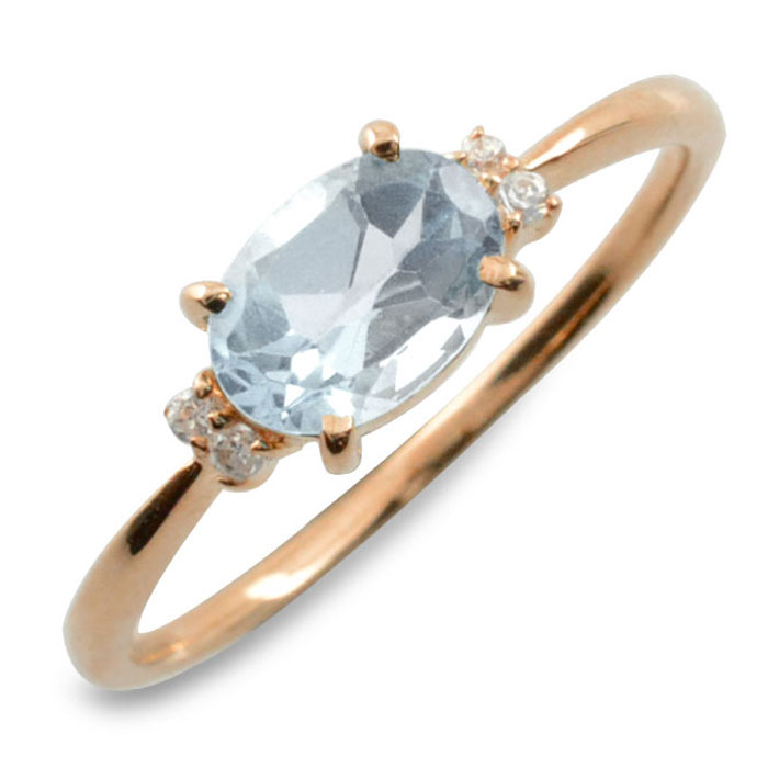 k18 リング アクアマリン オーバル ダイヤモンド 指輪 18金 ゴールド ピンキーリング 大粒 ピンクゴールド クラシカル 18k 華奢 レディース アンティーク 3月 誕生石 天然石 カラー かわいい 重ねづけ 母の日 誕生日