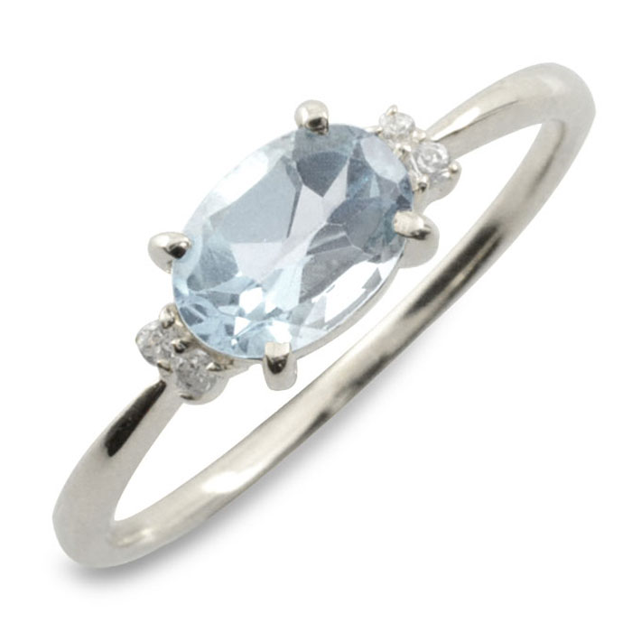 【10％OFFクーポン配布中】 k18 リング アクアマリン オーバル ダイヤモンド 指輪 18金 ゴールド ピンキーリング 大粒 ホワイトゴールド クラシカル 18k 華奢 レディース アンティーク 3月 誕生石 天然石 カラー かわいい 重ねづけ｜シエロブルー