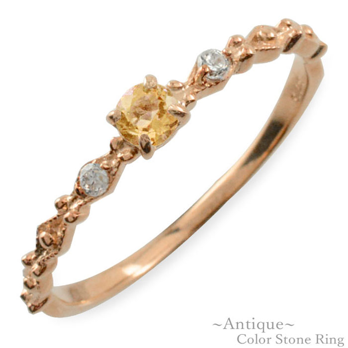 楽天市場】K18 シトリン ダイヤモンド フラワー リング 指輪 花 天然石