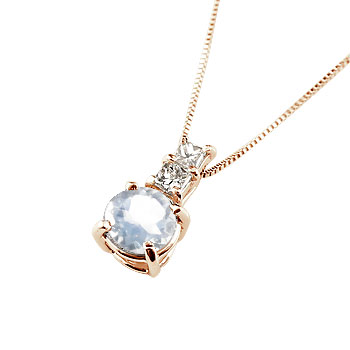 18金 ネックレス ブルームーン ダイヤ 記念日 K18 ピンクゴールド 18k 天然石 ペンダント レディース 誕生石|シエロブルー