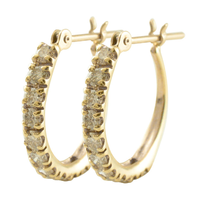18金 ピアス フープピアス ダイヤモンド イエローゴールド ゴールド k18 フープ 18k レディース 天然石｜シエロブルー