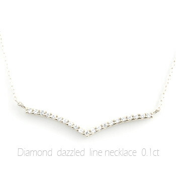 【10%OFFクーポン配布中】 k18 ネックレス ダイヤモンド レディース ペンダント ホワイトゴールド ダイヤ 18k 18金 pendant 0.1ct Vライン 華奢 シンプル 記念 誕生日 ライン スキンジュエリー 母の日 誕生日