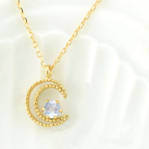 18金 ネックレス ブルームーン ペンダント K18ゴールド レディース 18k ムーンペンダント 月 華奢 イエローゴールド ミルウチ ムーン 6月 誕生石 三日月 プレゼントに|シエロブルー