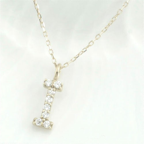 k18 ネックレス 【I】イニシャル ダイヤ レディース ダイヤモンド 華奢 ペンダント アルファベット ネーム 18k 18金 ホワイトゴールド 重ねづけ チャーム|シエロブルー