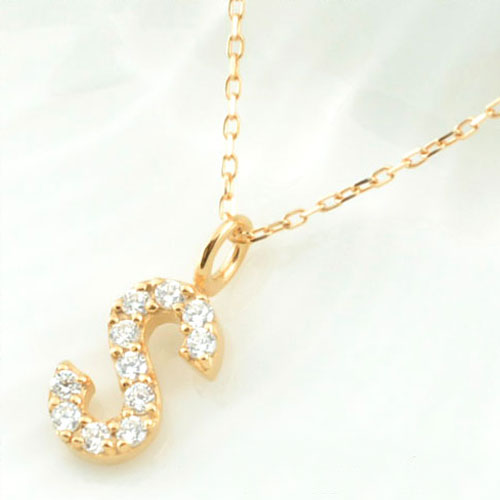 【10%OFFクーポン配布中】 k10 ネックレス 【S】イニシャル ダイヤ レディース ダイヤモンド 華奢 ペンダント アルファベット ネーム 10k 10金 ピンクゴールドk10 重ねづけ チャーム 母の日 誕生日
