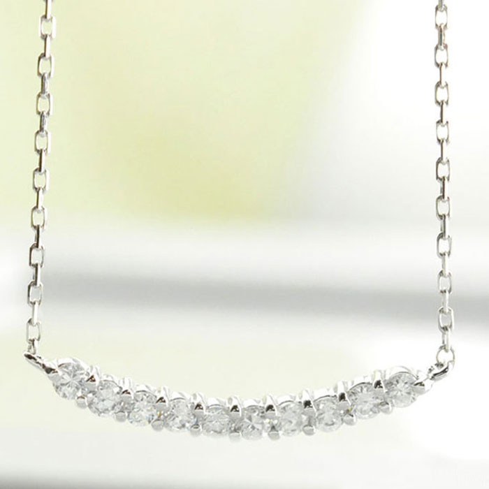 【10%OFFクーポン配布中】 k10 ネックレス ダイヤモンド レディース ペンダント ホワイトゴールドk10 ダイヤ 10k 10金 pendant 華奢 シンプル 記念 誕生日 ライン スキンジュエリー 母の日 誕生日