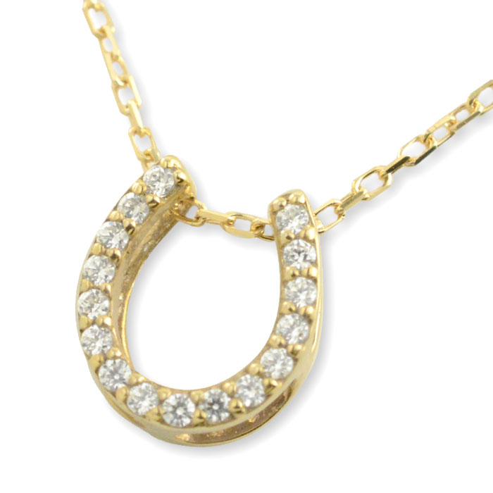 【10%OFFクーポン配布中】 K18 ネックレス ゴールド 馬蹄ペンダント 0.1ct ダイヤモンド ダイヤモンドペンダント ダイヤ ペンダント ホースシュー プレゼントに 母の日 誕生日 レディース ギフト 誕生日 記念日