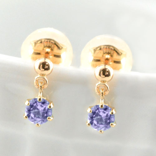 【10%OFFクーポン配布中】 k18 ピアス アメジスト ピンクゴールド レディース スタッドピアス ブラ 揺れる 18k 18金 一粒 ジュエル プチピアス 2月の誕生石 天然石 3mm 納期1週間 母の日 誕生日