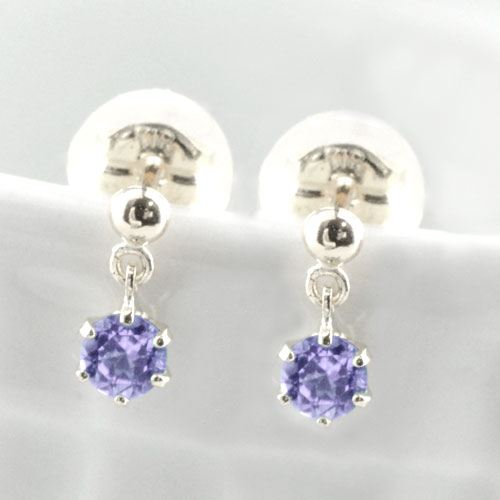【10%OFFクーポン配布中】 k18 ピアス アメジスト ホワイトゴールド レディース スタッドピアス ブラ 揺れる 18k 18金 一粒 ジュエル プチピアス 2月の誕生石 天然石 3mm 納期1週間 母の日 誕生日