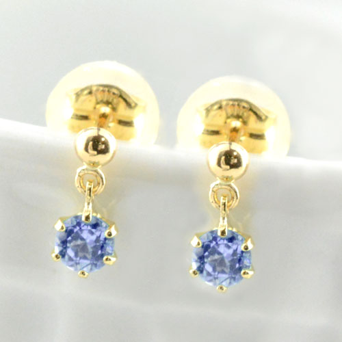 【10%OFFクーポン配布中】 k18 ピアス タンザナイト イエローゴールド レディース スタッドピアス ブラ 揺れる 一粒 ジュエル プチピアス 12月の誕生石 天然石 3mm 納期1週間 18金 母の日 誕生日