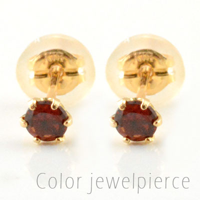 【ポイント10倍】 k18 ピアス ガーネット ピンクゴールドk18 レディース スタッドピアス 18k 18金 一粒ジュエル プチピアス 1月の誕生石 天然石 3mm 納期1週間 母の日 誕生日