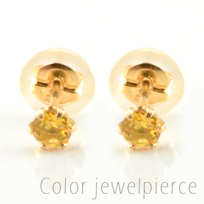 【ポイント10倍】 k18 ピアス シトリン ピンクゴールドk18 レディース スタッドピアス 18k 一粒ジュエル プチピアス 11月の誕生石 天然石 3mm 納期1週間 18金 母の日 誕生日