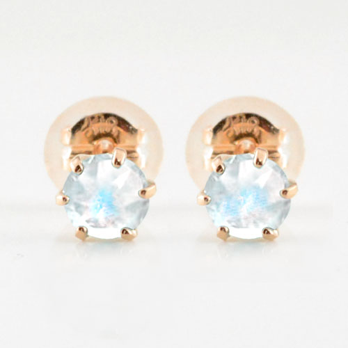 【10%OFFクーポン配布中】 k18 ピアス ブルームーン ピンクゴールドk18 レディース スタッドピアス 18k 18金 大粒 一粒 ジュエル プチピアス 6月の誕生石 天然石 4mm 納期1週間 母の日 誕生日