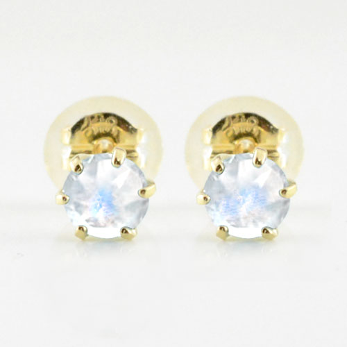 【10%OFFクーポン配布中】 k18 ピアス ブルームーン イエローゴールドk18 レディース スタッドピアス 18k 18金 大粒 一粒 ジュエル プチピアス 6月の誕生石 天然石 4mm 納期1週間 母の日 誕生日 25,200円