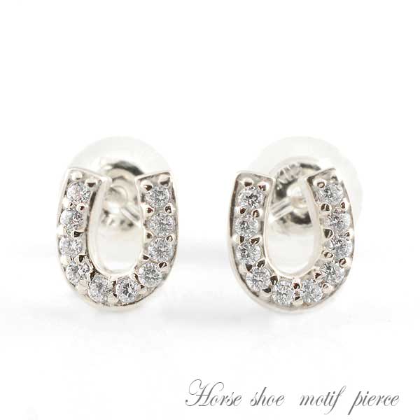 【10%OFFクーポン配布中】 10金 ピアス ダイヤモンド 記念日ダイヤ 馬蹄ピアス K10 ホワイトゴールド 0.10ct 10k ダイヤピアス スタッドピアス レディース 母の日 誕生日