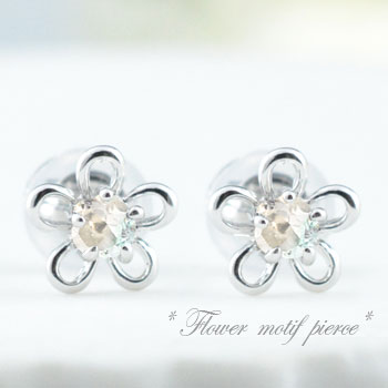 【10%OFFクーポン配布中】 k18 ピアス ブルームーン レディース フラワー 記念日 カラーストーン 花 花ピアス 6月誕生石 スタッドピアス 18金 母の日 誕生日