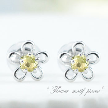 【10%OFFクーポン配布中】 k18 ピアス ペリドット レディース フラワー 記念日 カラーストーン 花 花ピアス 8月誕生石 スタッドピアス 18金 母の日 誕生日