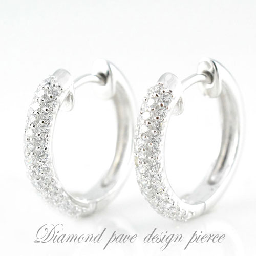 【10%OFFクーポン配布中】 k18 ピアス ダイヤモンド ゴールド レディース パヴェ ダイヤフープピアス 0.40ct フープピアス 18k フープ エタニティ スキンジュエリー 中折れ 18金 母の日 誕生日