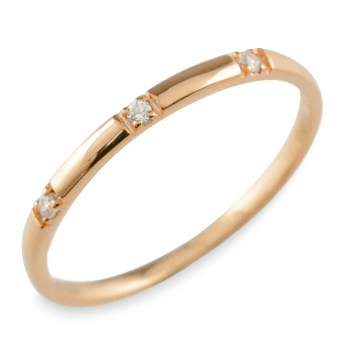 交換無料 楽天市場 K18 18金 ダイヤモンド 18k ピンクゴールド シンプル リング 指輪 ピンキーリング 甲丸 レディース スリーストーン ゴールド 華奢 重ねづけ シンプル 誕生石 おしゃれ ストレート シエロブルー 新発売の Tadawul Ly