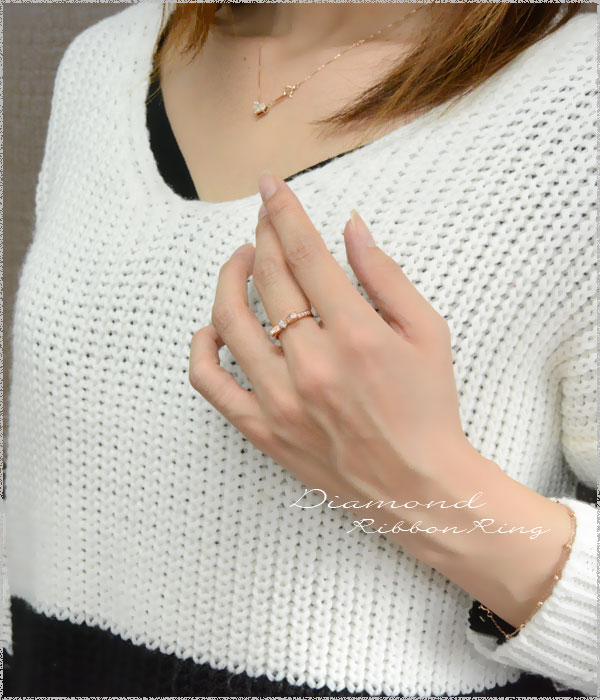 市場 ファッションザセール10 Off エンゲージリング 婚約指輪 リボンリング ピンキーリング ダイヤモンドエンゲージリング リング K18 結婚指輪