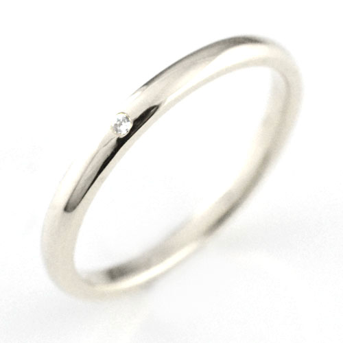 レディース リング ダイヤモンド プラチナ シンプル プラチナ900 ダイヤ 結婚指輪 エンゲージリング ハンドメイド 甲丸 一粒 2mm 母の日 誕生日